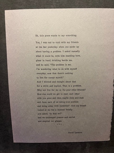 Item #10853 Untitled ["Sh, this poem wants to say something."]. David Ignatow.