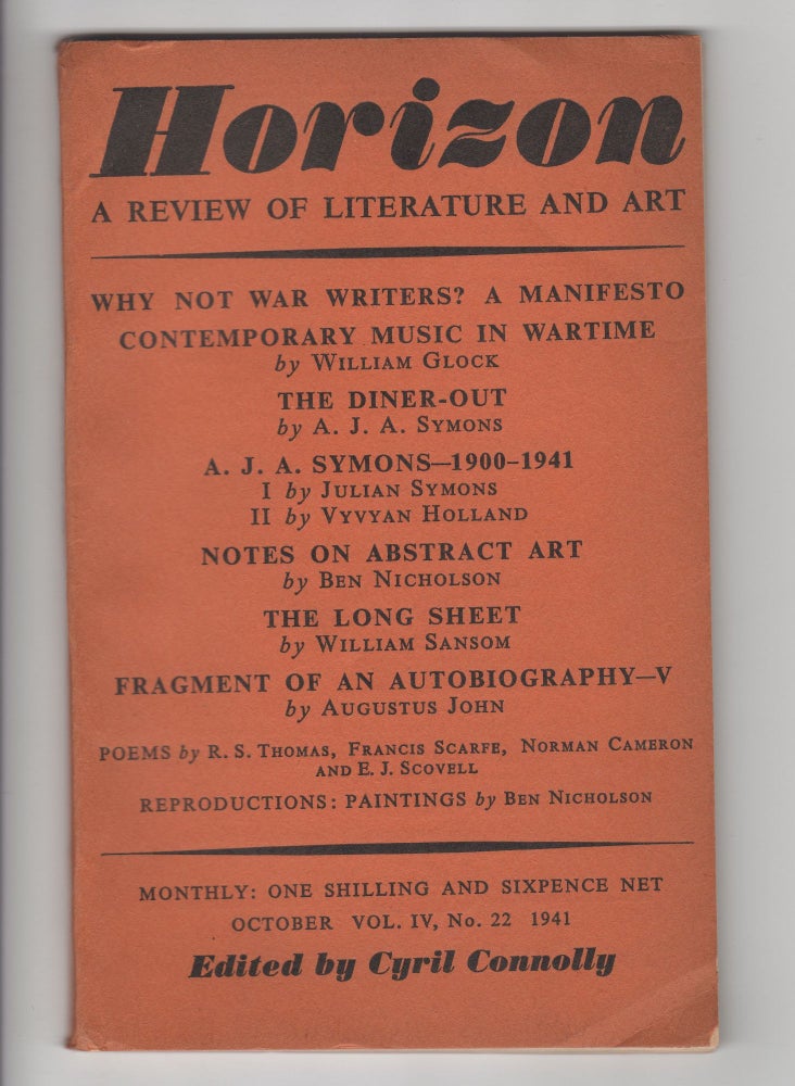 Item #11986 HORIZON Vol. IV, No. 22; A Review of Literature and Art. Cyril Connolly, Ben Nicholson.