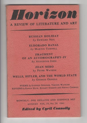 Item #11987 HORIZON Vol. IV, No. 20; A Review of Literature and Art. Cyril Connolly, George Orwell
