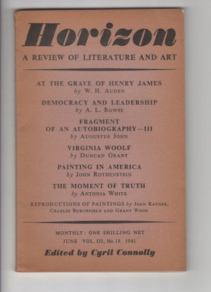 Item #11989 HORIZON Vol. III, No. 18; A Review of Literature and Art. Cyril Connolly, W. H. Auden