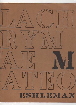 LACHRYMAE MATEO, CATERPILLAR III; 3 Poems for Christmas 1966. Clayton Eshleman.