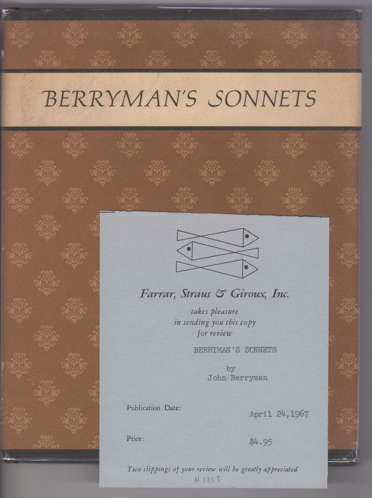 Item #1253 BERRYMAN'S SONNETS. John Berryman.