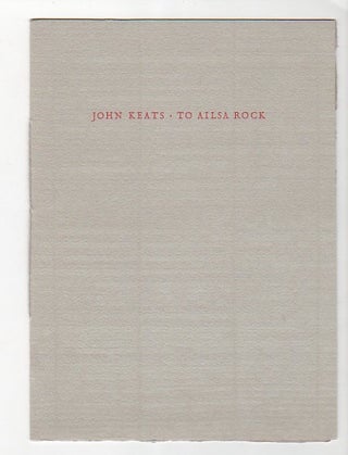 Item #12996 To Alisa Rock; Poems 1992-1995. John Keats