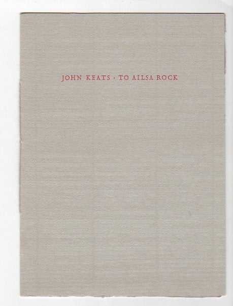Item #12996 To Alisa Rock; Poems 1992-1995. John Keats.