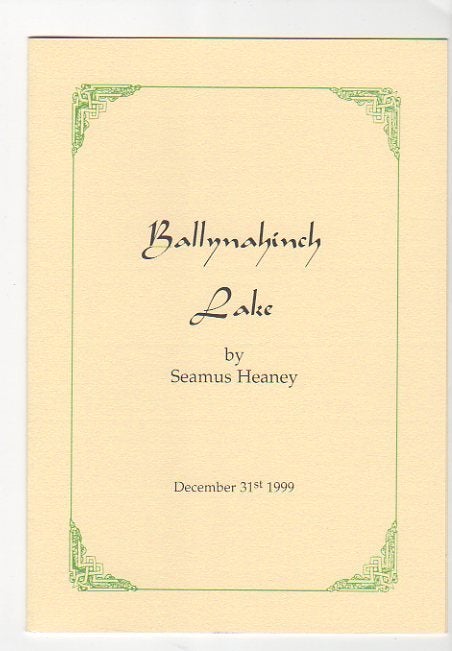 Item #13207 Ballynahinch Lake; December 31, 1999. Seamus Heaney.