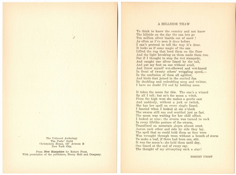Item #13714 "A Hillside Thaw" Robert Frost.
