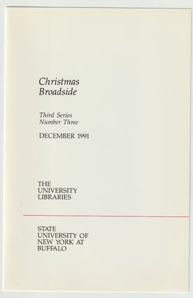 Item #14075 CHRISTMAS BROADSIDE: Buffalo Nights; Third Series, Number Three. Charles Bernstein