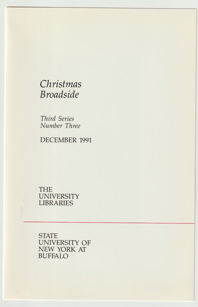 Item #14075 CHRISTMAS BROADSIDE: Buffalo Nights; Third Series, Number Three. Charles Bernstein.