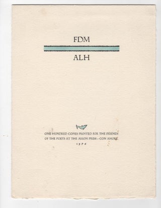 Item #14114 FDM / ALH. Francesco De Martini, Andrew Hoyem