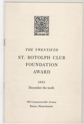 Item #14410 The Twentieth St. Botolph Club Foundation Award [program]. Richard Wilbur, Jorie...