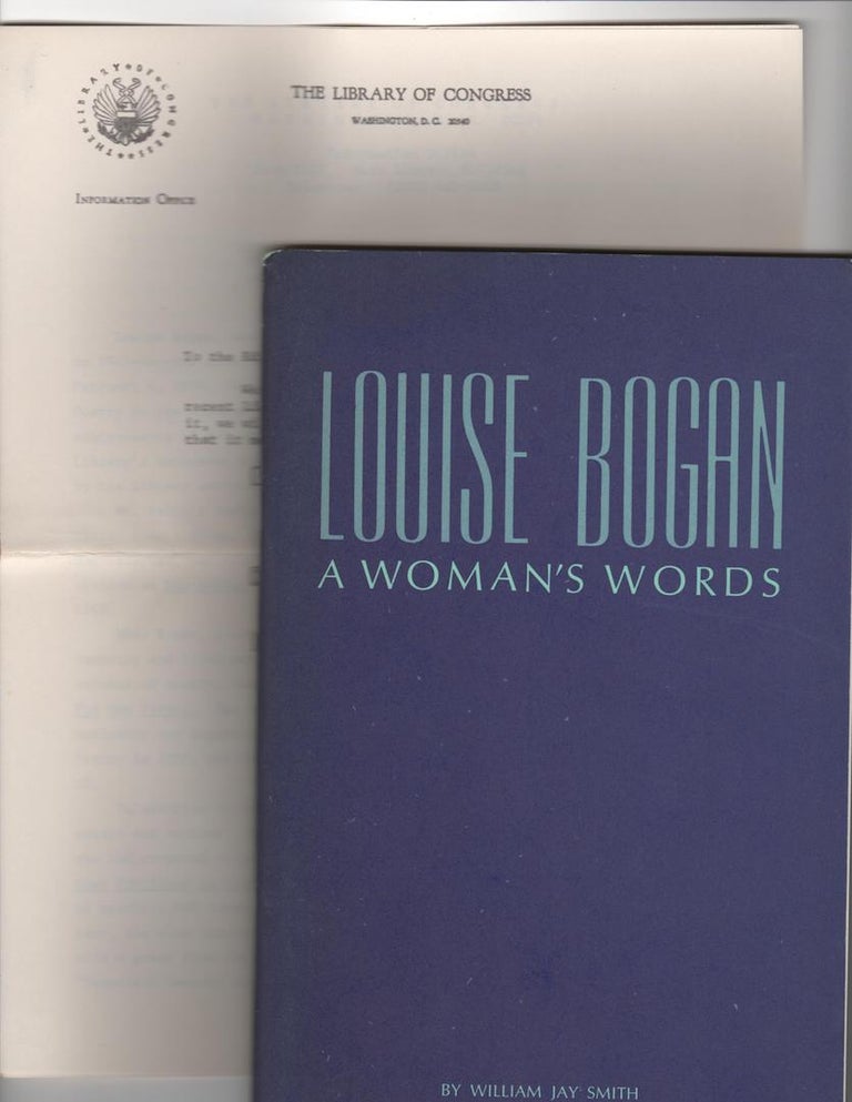 Item #14412 LOUISE BOGAN; A Woman's Words. William Jay Smith.