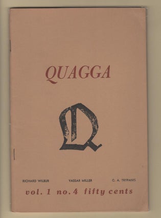 Item #14459 QUAGGA Vol. 1, No. 4. Paul Schmidt, James Smith, Richard Wilbur, signed by