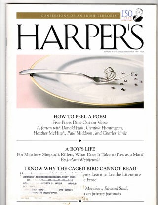 Item #14721 "How to Peel a Poem" in HARPER'S MAGAZINE. Donald Hall, signed by