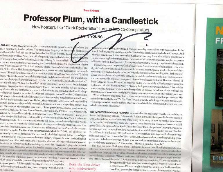 Item #14753 "Professor Plum, with a Candlestick" in BOOKFORUM Vol. 23, Issue 2. Kevin Young, signed by.