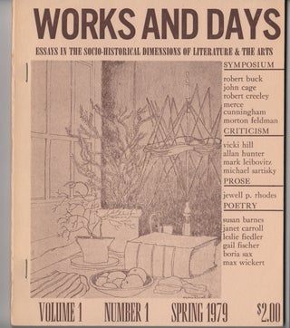 Item #14920 WORKS AND DAYS Vol. 1, No. 1; Essays in the Socio-Historical Dimensions of Literature...