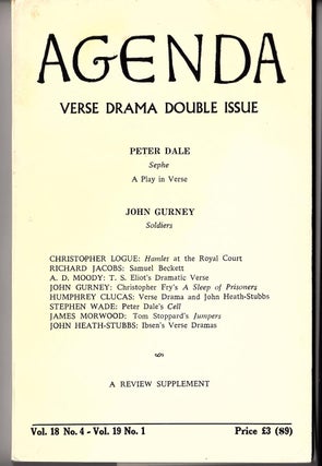 Item #14928 AGENDA Vol. 18, No. 4 - Vol. 1, No. 1; Verse Drama Double Issue. William Cookson,...