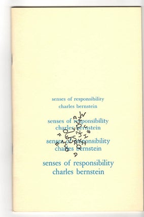 Item #15015 SENSES OF RESPONSIBILITY. Charles Bernstein