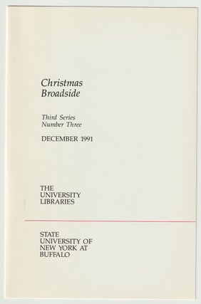 Item #15255 CHRISTMAS BROADSIDE: Buffalo Nights; Third Series, Number Three. Charles Bernstein