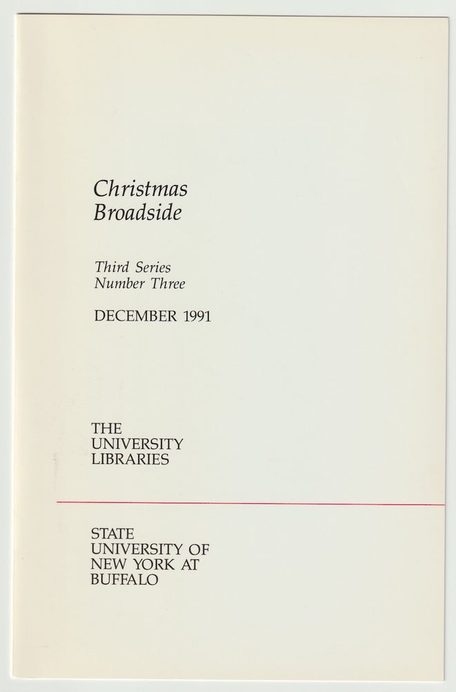 Item #15255 CHRISTMAS BROADSIDE: Buffalo Nights; Third Series, Number Three. Charles Bernstein.