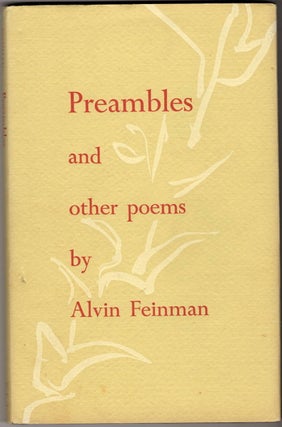 Item #15831 PREAMBLES And Other Poems. Alvin Feinman