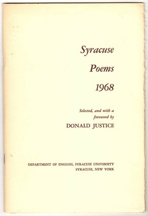 Item #15896 SYRACUSE POEMS 1968. Donald Justice