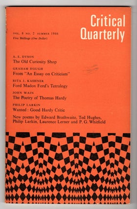 Item #15911 THE CRITICAL QUARTERLY, VOLUME 8, NUMBER 2, SUMMER 1966. C. B. Cox, A. E. Dyson,...