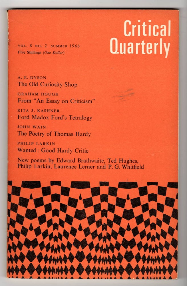 Item #15911 THE CRITICAL QUARTERLY, VOLUME 8, NUMBER 2, SUMMER 1966. C. B. Cox, A. E. Dyson, Philip Larkin Ted Hughes.