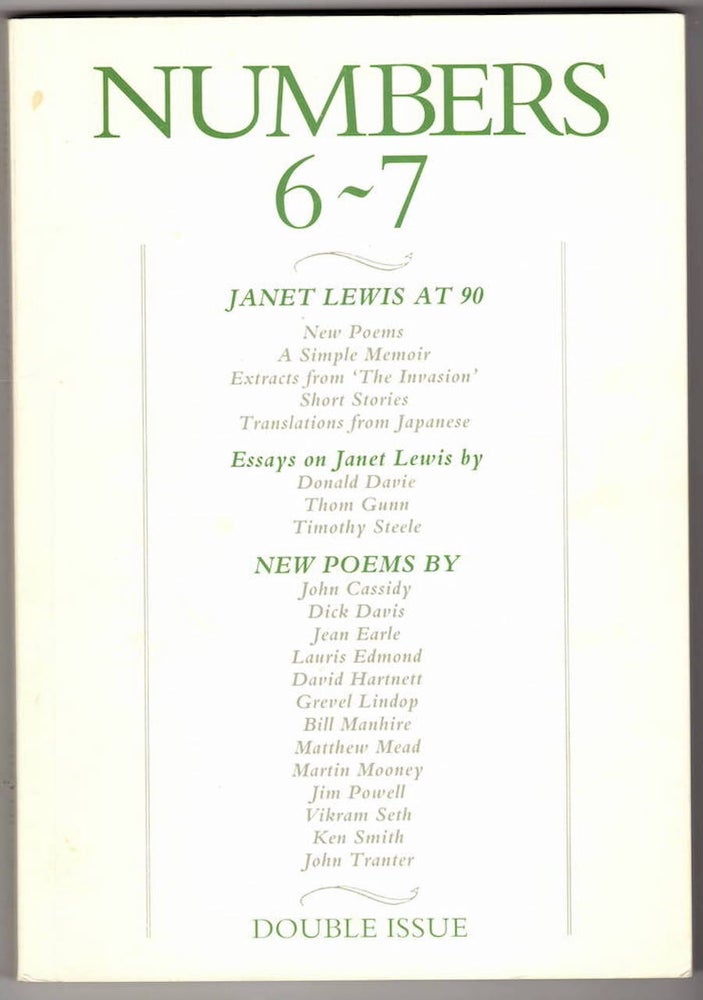 Item #15946 NUMBERS 6-7, VOL. IV, NO. 2, WINTER 1989-90. John Alexander, Janet Lewis.
