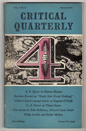 Item #15949 THE CRITICAL QUARTERLY, VOLUME 3, NUMBER 4, WINTER 1961. C. B. Cox, A. E. Dyson,...