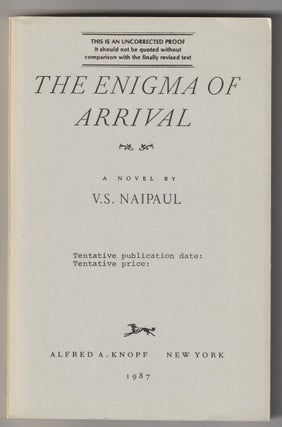 Item #1603 THE ENIGMA OF ARRIVAL. V. S. Naipaul