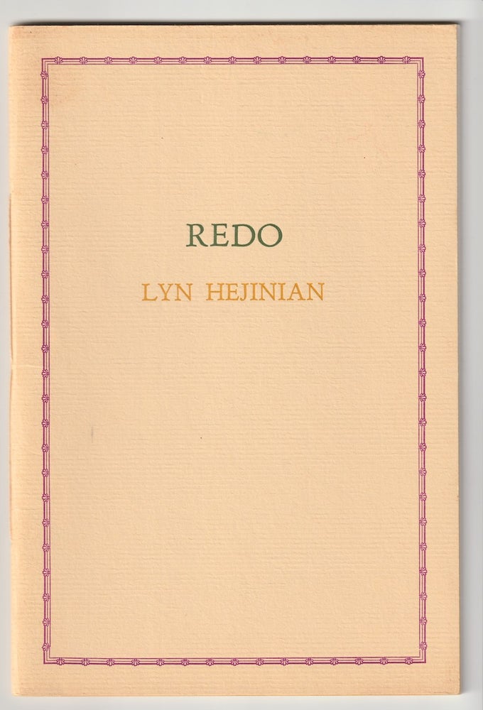 Item #16039 REDO. Lyn Hejinian.