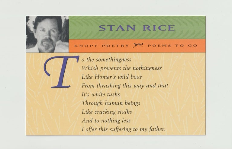 Item #16073 [Postcard]: “To the somethingness…”. Stan Rice.