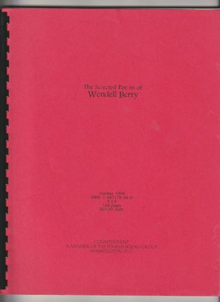 Item #16160 THE SELECTED POEMS OF WENDELL BERRY. Wendell Berry