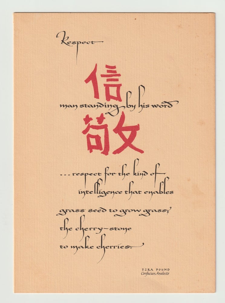 Item #16336 CONFUCIAN ANALECTS (card). Ezra Pound.
