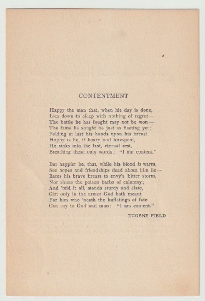 Item #3643 "Contentment" Eugene Field.
