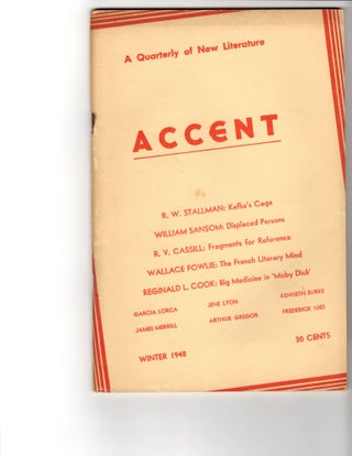 Item #5469 ACCENT Vol. 8, No. 2; A Quarterly of New Literature. James Merrill, Federico Garcia Lorca
