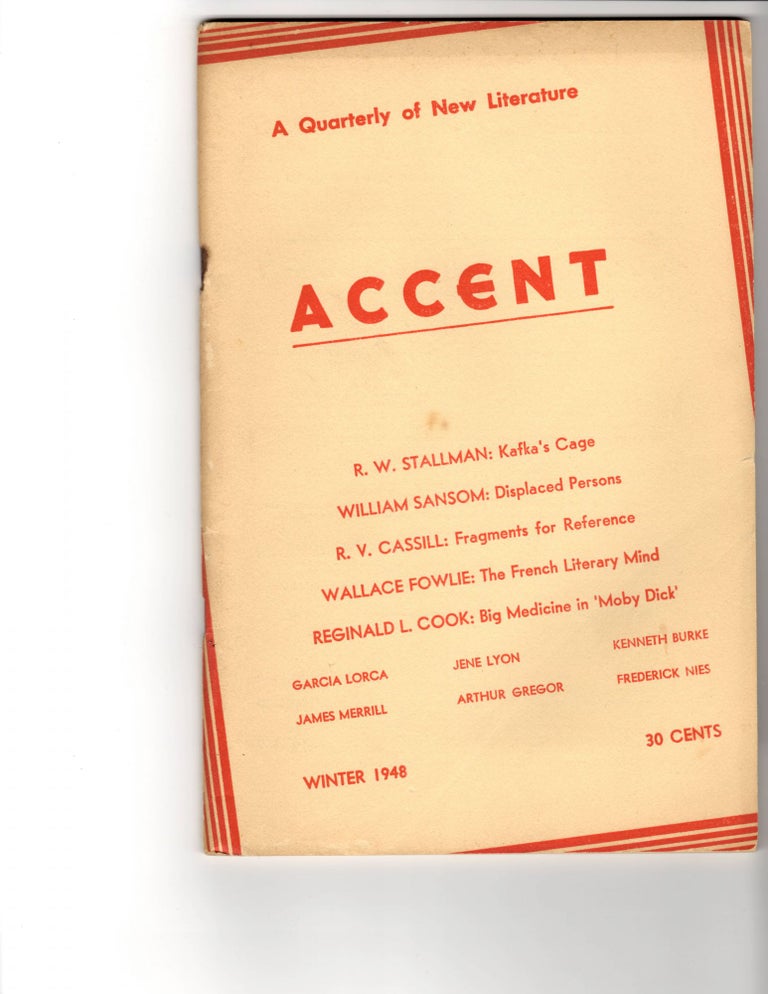 Item #5469 ACCENT Vol. 8, No. 2; A Quarterly of New Literature. James Merrill, Federico Garcia Lorca.