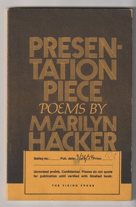 Item #789 PRESENTATION PIECE. Marilyn Hacker