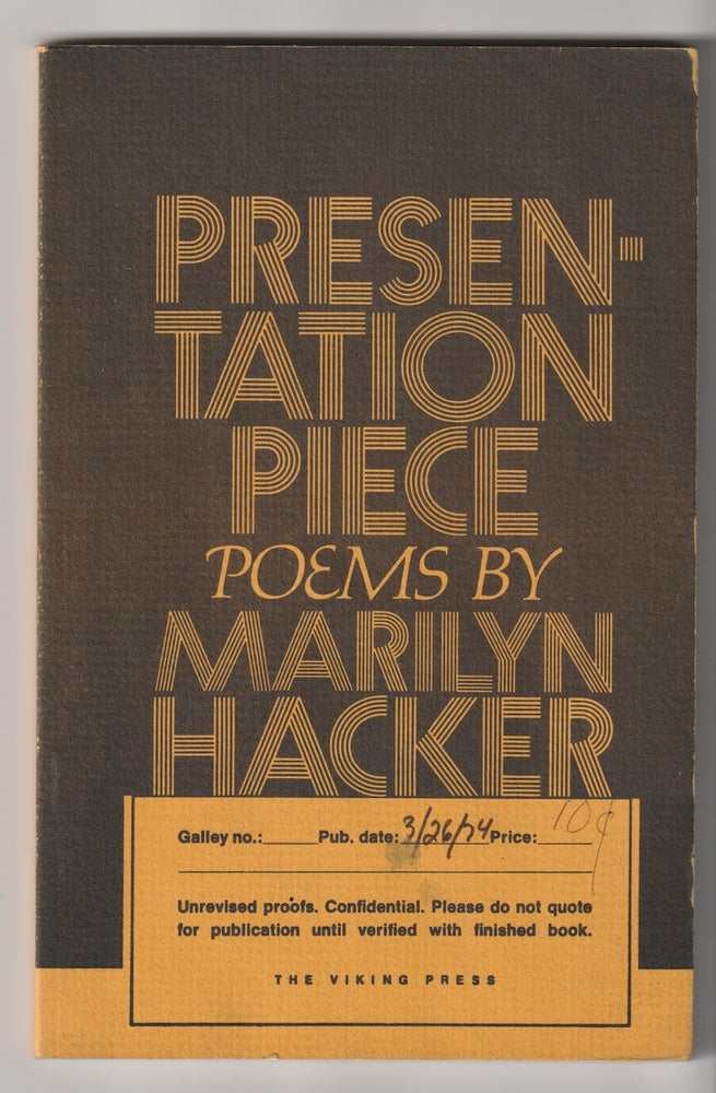 Item #789 PRESENTATION PIECE. Marilyn Hacker.