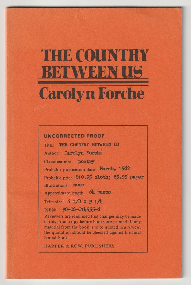 Item #83 THE COUNTRY BETWEEN US. Carolyn Forche.