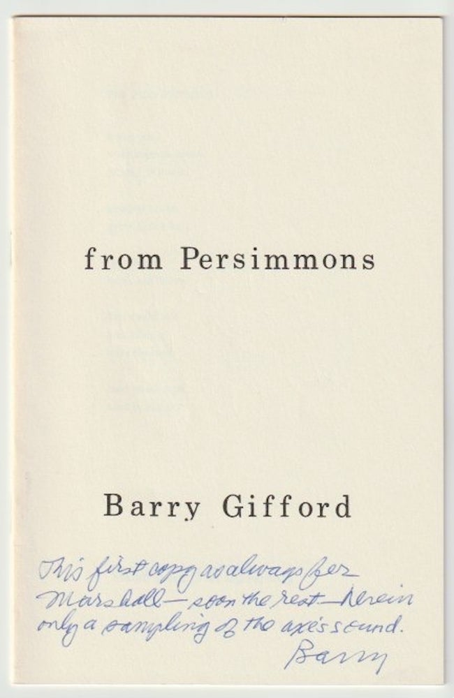 Item #8438 FROM PERSIMMONS (Blackberry 4). Barry Gifford.