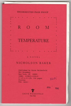Item #912 ROOM TEMPERATURE. Nicholson Baker